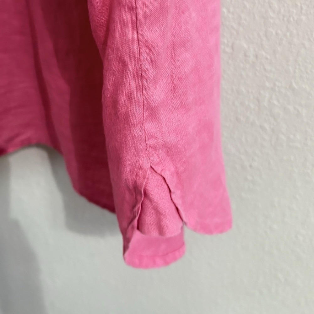 J Jill Love Linen Shirt Womens 2X Watermelon Pink Button Front Tunic Top Coastal - Picture 9 of 14
